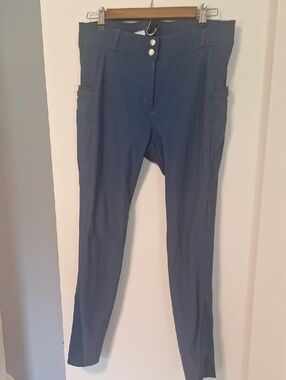 Montar High End Blue High Waisted Full Seat Equestrian Breeches 30